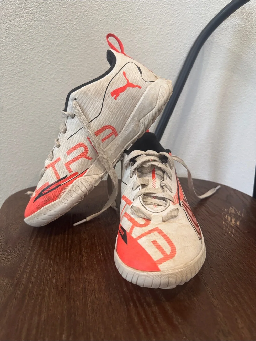 Kids White and Orange Turf shoes Puma